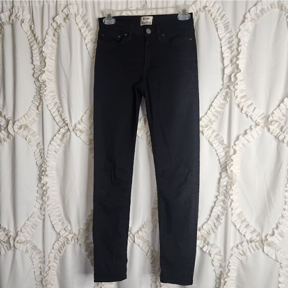 Acne Studio Skin 5 Jet Black Skinny Jeans Size 26 - Picture 2 of 6